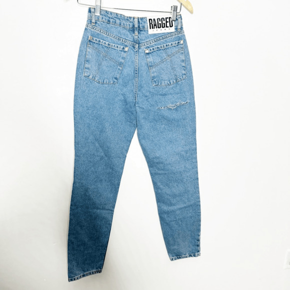 Ragged Jeans Indigo Blue Butt Ripped Jeans Indigo Blue straight leg size 26 NWT - Picture 7 of 9